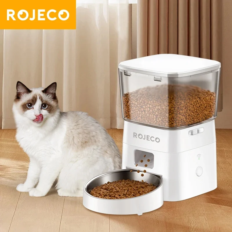 

ROJECO 2L Automatic WIFI Cat Feeder Smart Cats Kibble Dispenser With Remote Control Auto Pet Food Dispenser Accessories For Cats