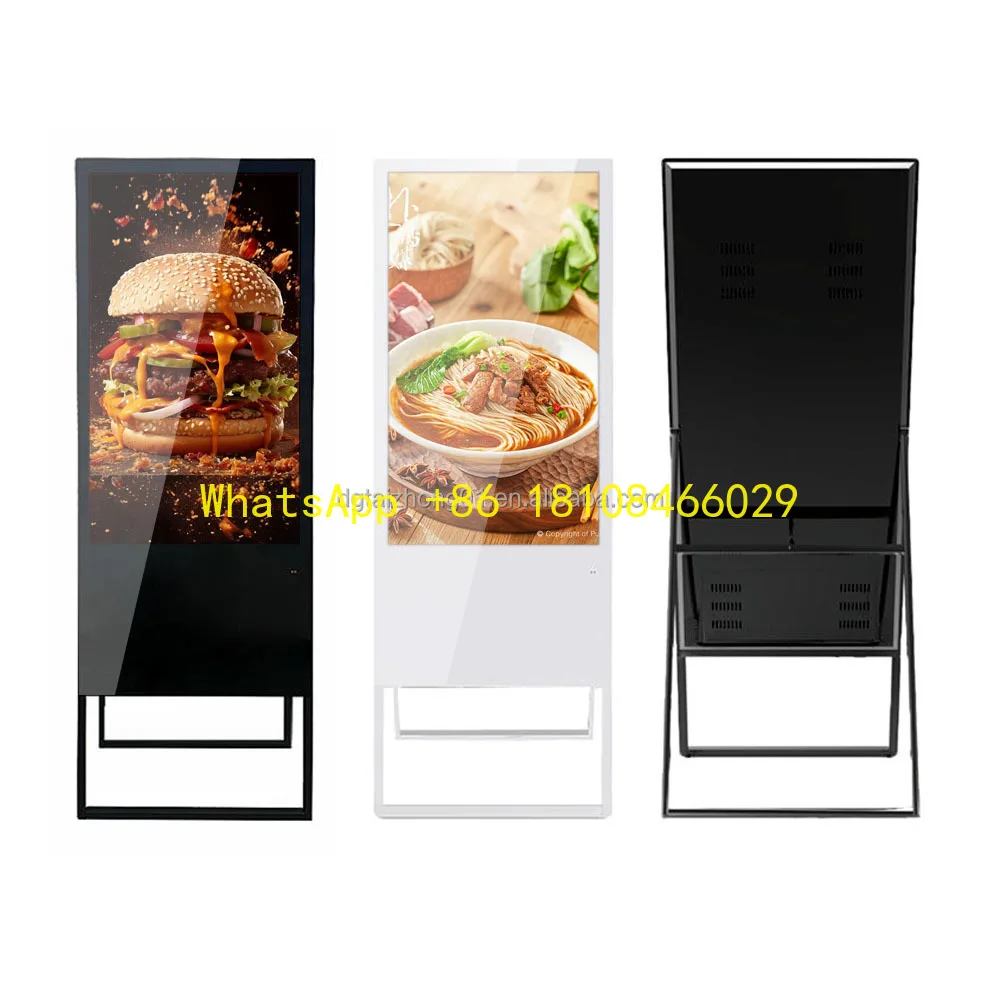 مطار محمول بحامل أرضي نحيف مقاس 43 بوصة مع وظيفة عرض شاشة تعمل باللمس لإعلان مركز التسوق في متجر البيع بالتجزئة #1