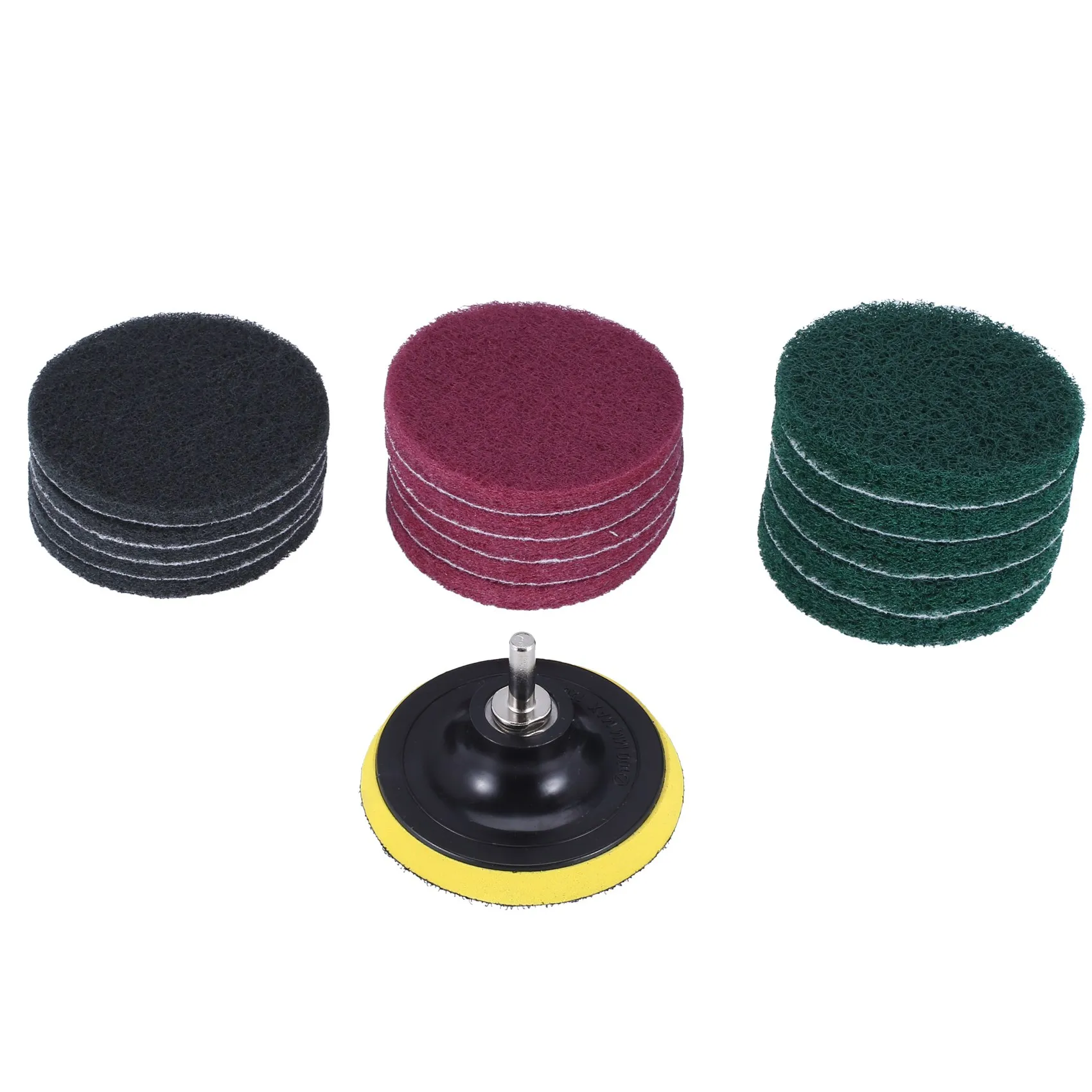 BHBL 16Pcs 4 Inch Drill Power Brush Tile Scrubber Scouring Pad Cleaning Kit with 4 Inch Disc Pad Holder 3 Different Stiffness