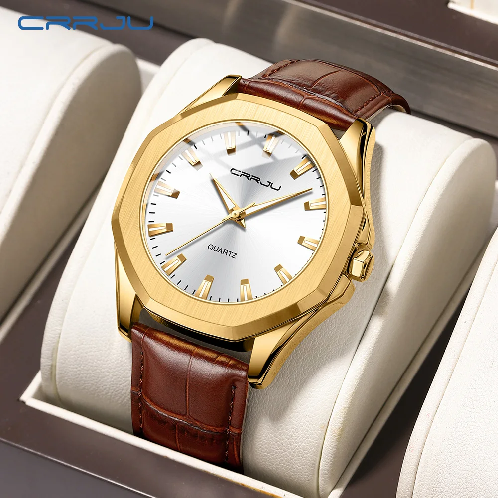 CRRJU Men Watch Fashion Unique Quartz Wrist Watches for Men with Luminous Hands