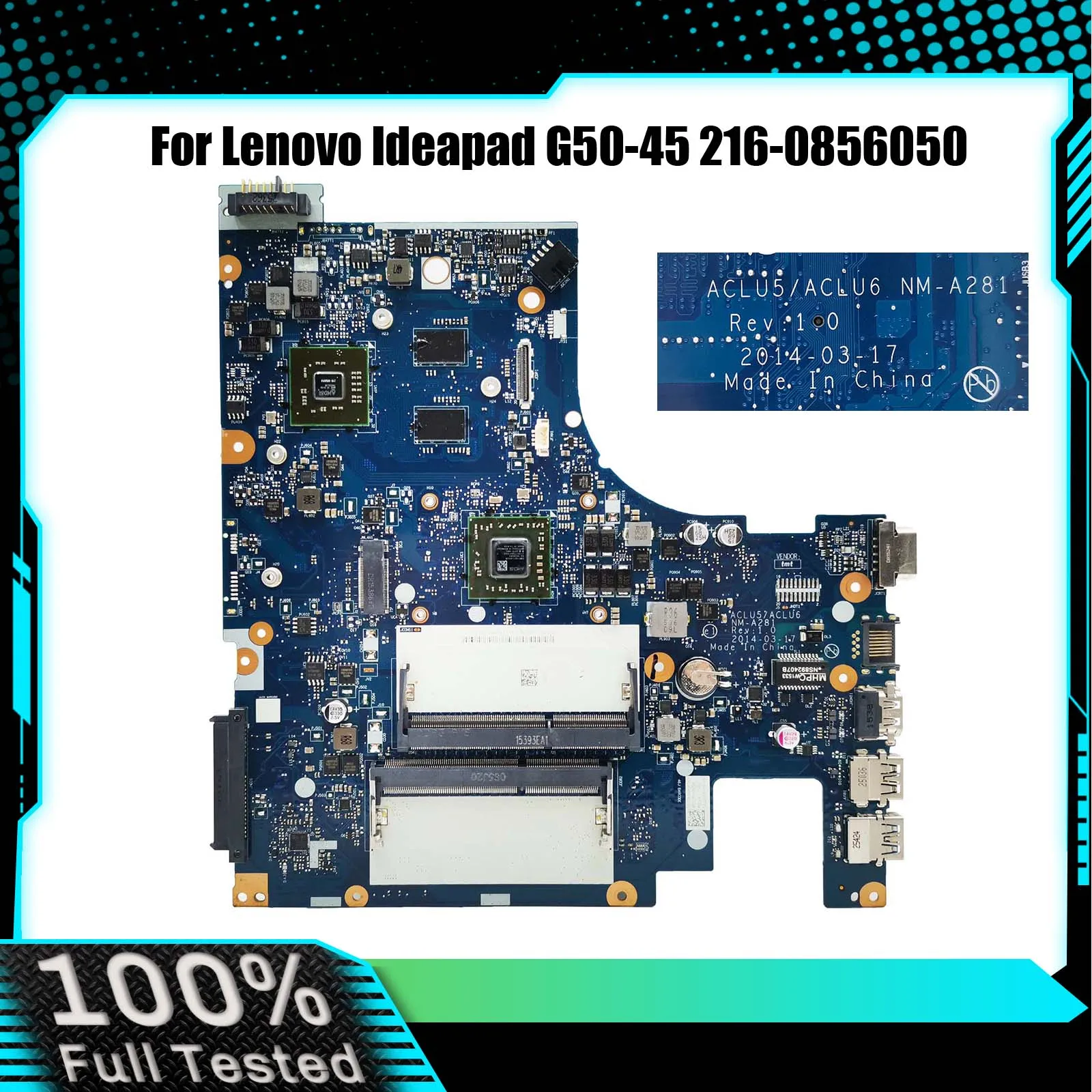 15inch NM-A281 Motherboard For Lenovo Ideapad G50-45 216-0856050 Laptop A8-6410 CPU DDR3L Full Tested