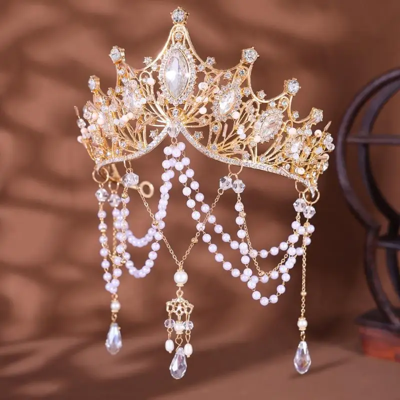

39BB Comfortable Pearls Fringed Hairband Lightweight for Long Time Comfort Headwear