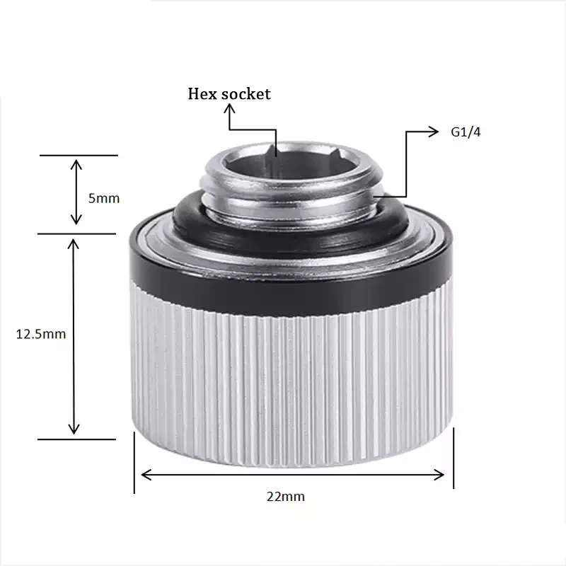 Shyrrik Torque Hard Tube Fitting For OD14mm PETG/PMMA Pipe / G1/4 Copper Adapter Hand Compression Connector SK-HD14-R