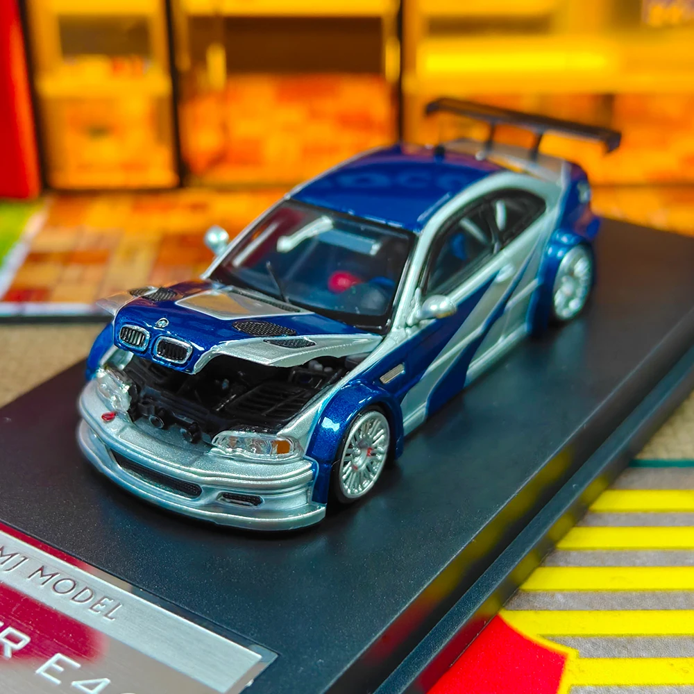 MJ 1:64 E46 M3 GTR 다이캐스트 디오라마 자동차 모델 컬렉션 미니어처 장난감