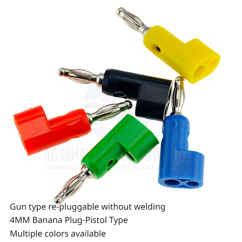 2pcs/lot 4MM banana plug, overlapping plug-in type, lantern core banana connector, gun type, re-pluggable, no welding required