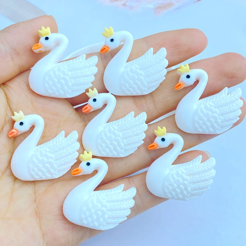 10Pcs New Cute Resin Mini 26*27mm White Swan Series Flat back Scrapbooking DIY Jewelry Craft Decoration Accessories