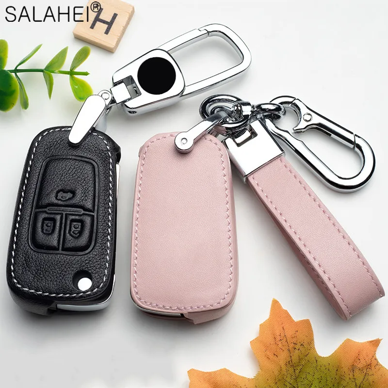 Leather Car Key Cover Fob Case For Chevrolet Cruze Aveo Trax Opel Astra Corsa Meriva Zafira Antara J Mokka Insignia For Buick