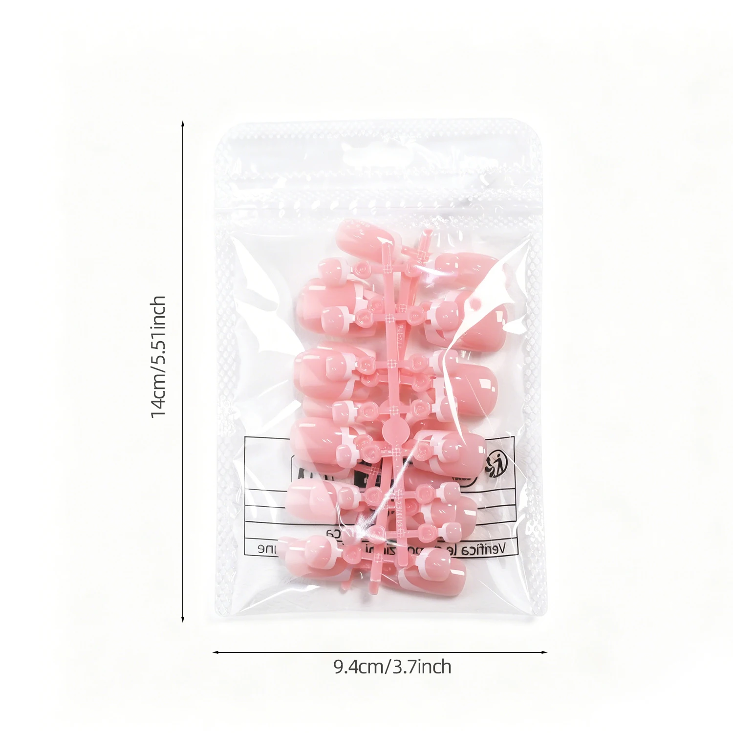 48 Stück Weiße French-Tip Aufklebenägel für Zehen und Finger, Kurze Quadratische Künstliche Hand- und Fußnägel, Glänzend Rosa, Tragbare Falsche Zehen- und Fingernägel – Detail 1
