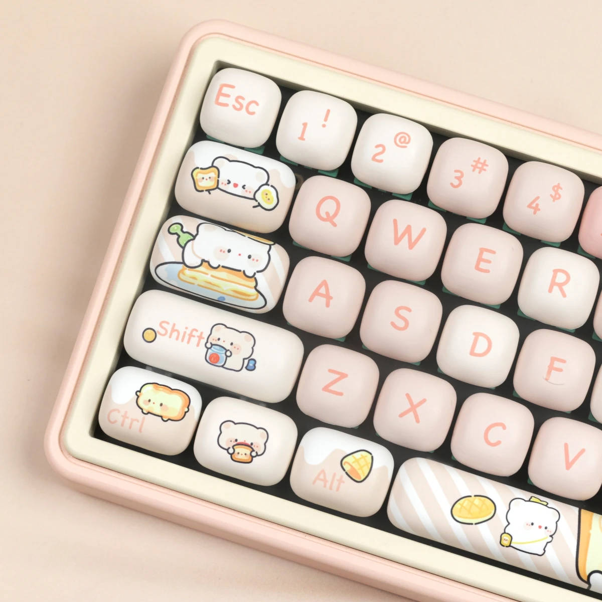 Imagem -03 - Mog Keycaps Pbt Corante-sub Grande Conjunto Tampas Pão Urso para Teclado Mecânico 7u Alice Divisão Layout Wooting Hi75 Personalizado