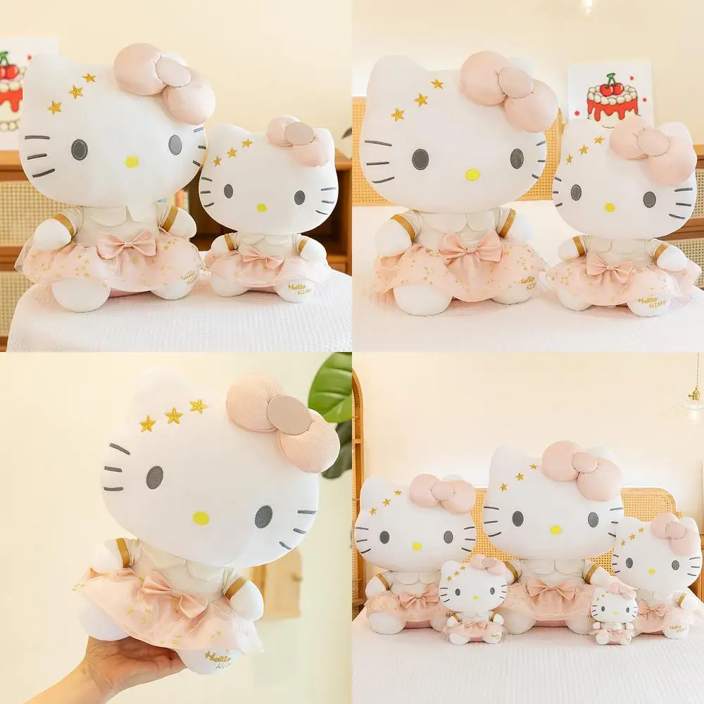 

Kawaii плюшевая игрушка Sanrio Hello Kitty, большая мягкая кукла, детский подарок на день рождения, милый приятный кот из белого золота для детей и пар