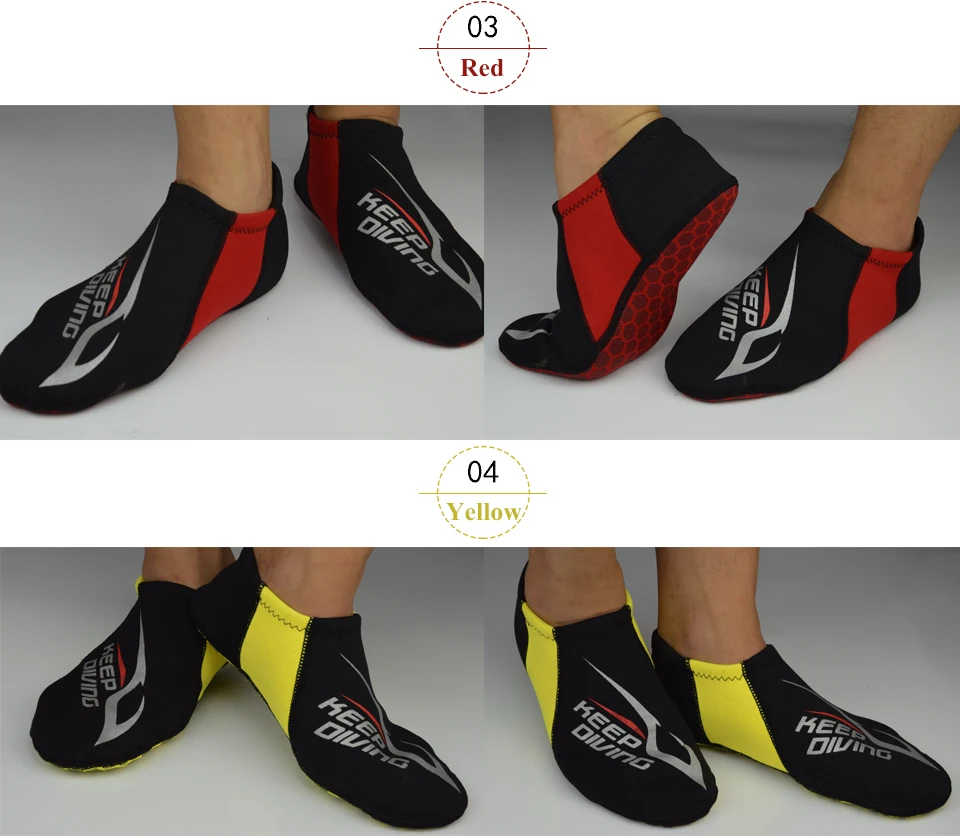 3 mm Neopren bunte Tauchsocken, freche Strandschuhe, Schnorchelausrüstung, Schuhe in Flossen, rutschfeste Heimsocken – Detail 5