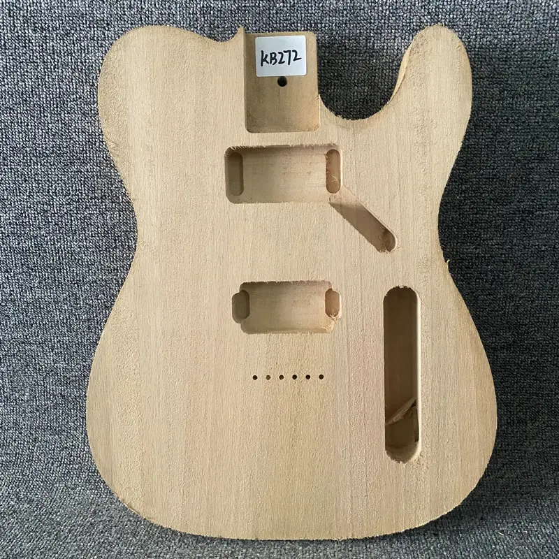 kB272 Natural Color Solid Wood Unfinished Tele Guitar Body String Through with 2 Humbucker Pickups TL Guitar Replace and DIY