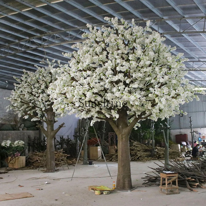 Simulation white cherry blossom tree characteristic music dining bar plant landscaping decoration outdoor fiberglass