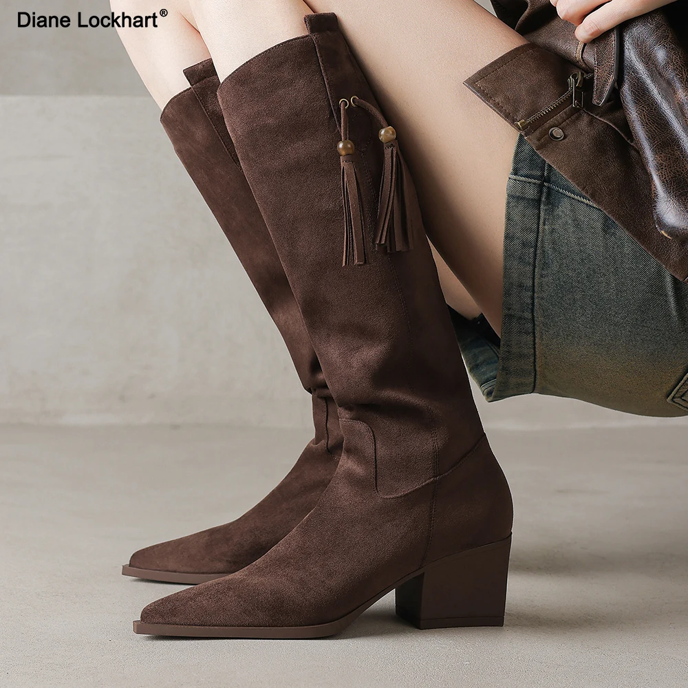 

Size 33-41 Knee High Boot Ladies Stretch Boots Autumn Winter Fashion Block Heels metal button Women Comfortable Boots 2025 New