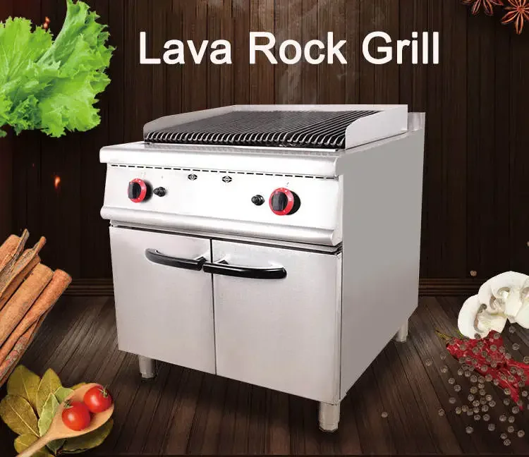 Commercial Barbecue Grill Gas Heating 2 Burners Hotel/Restaurant Project BBQ Gas Lava Rock Grill