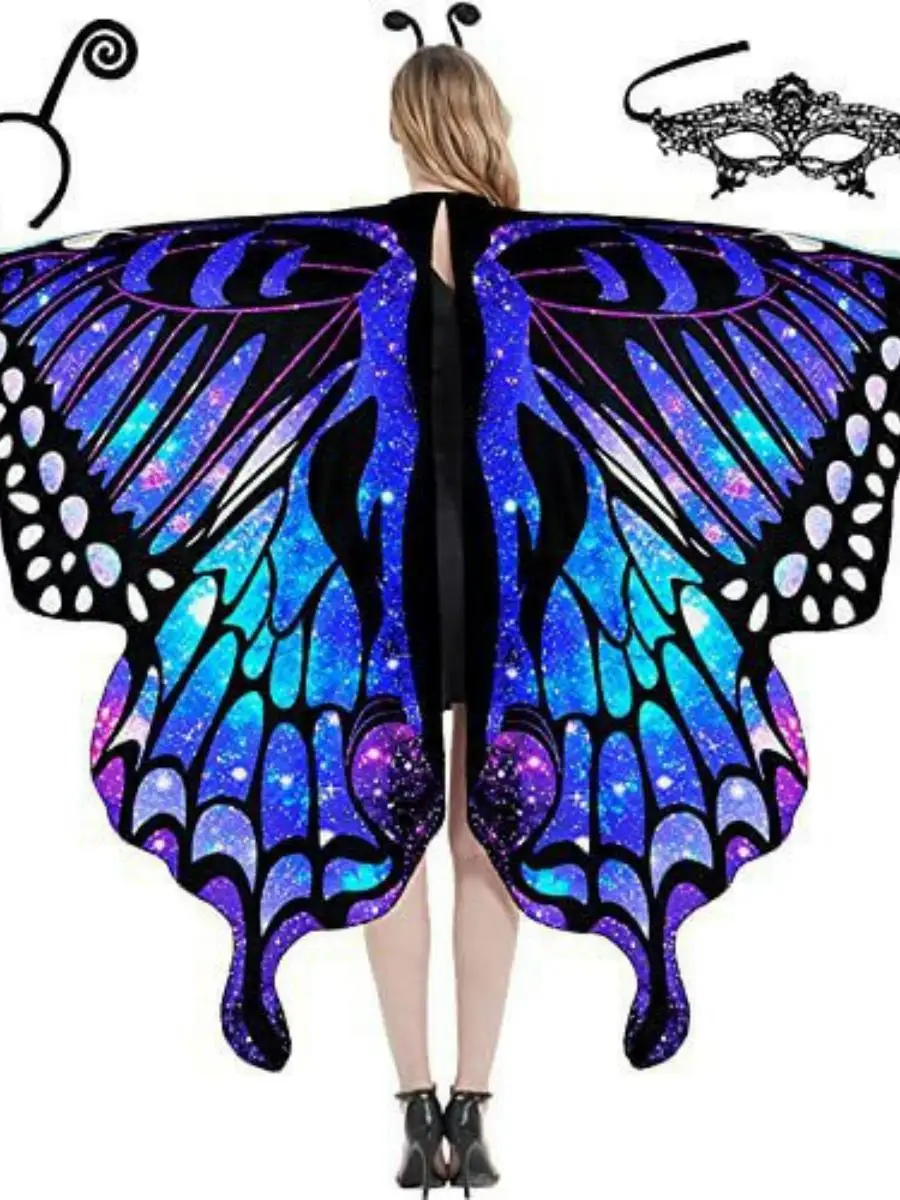 ชุดคอสเพลย์สีสันสดใสสำหรับงานเต้นรำวันฮาโลวีน ปีกขนาดใหญ่ ชุดพื้นเมืองสำหรับผู้หญิง ชุดแสดงบนเวที