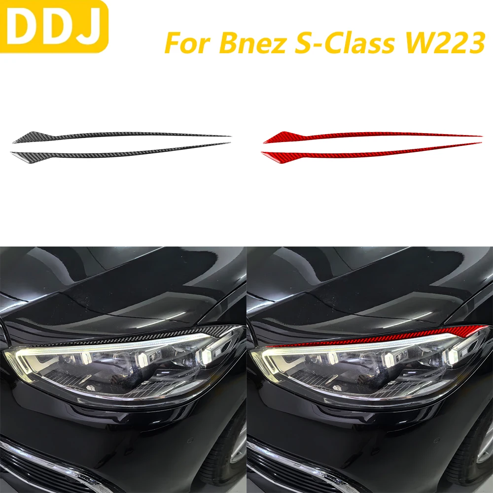 

Для Mercedes-Benz S-Class W223 2021-2024 передняя фара панель для бровей из углеродного волокна декоративные полоски автомобильные аксессуары наклейка