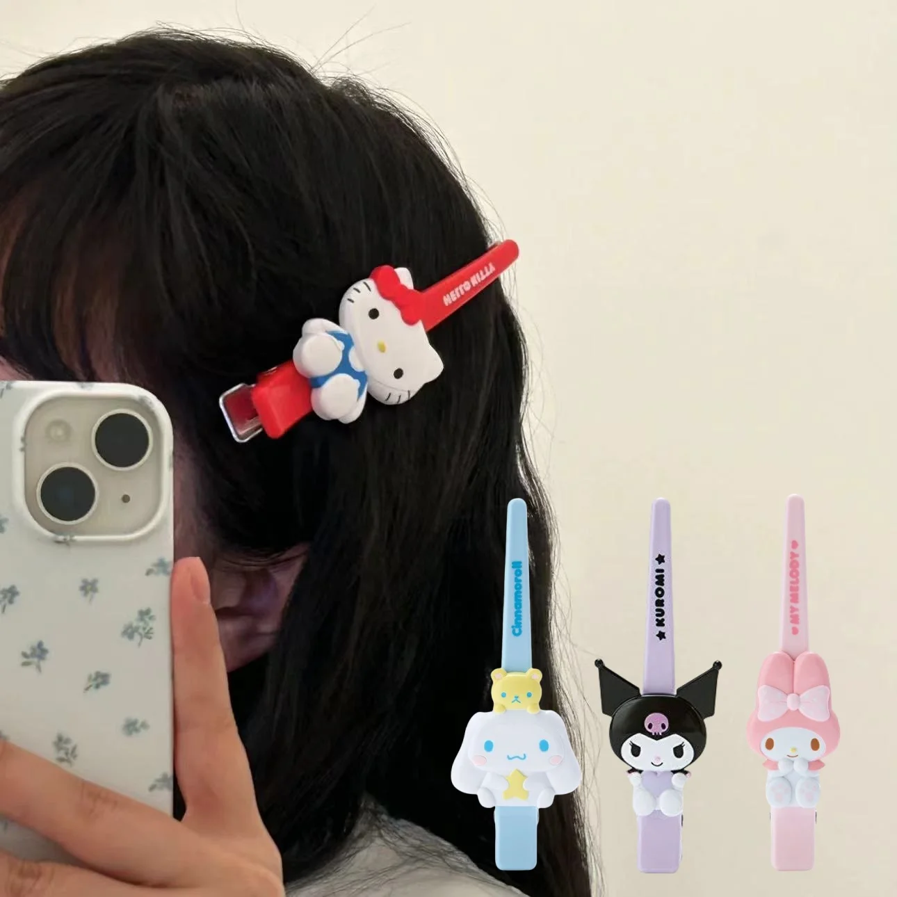 Kawaii Sanrio Hello Kitty Hairpin Hair Accessories Cartoon Bangs Side Clip Headdress Sweet Lovely Girl's Birthday Gift Ornament