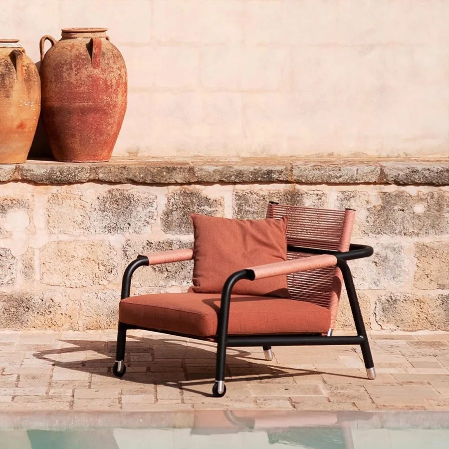 Outdoor balcony sofa, rattan garden courtyard three-piece coffee table combination