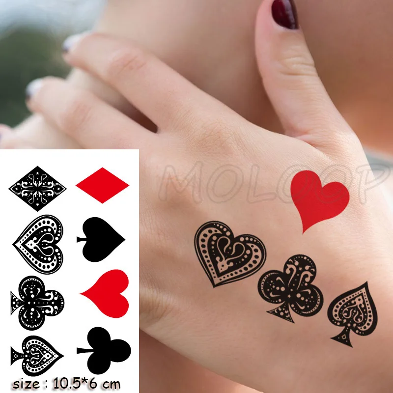 Autocollants de Tatouage Temporaire Étanche, Cartes à Jouer, Pêche, Petite Taille, Flash, Faux Tatouages pour Homme, Fille, Femme
