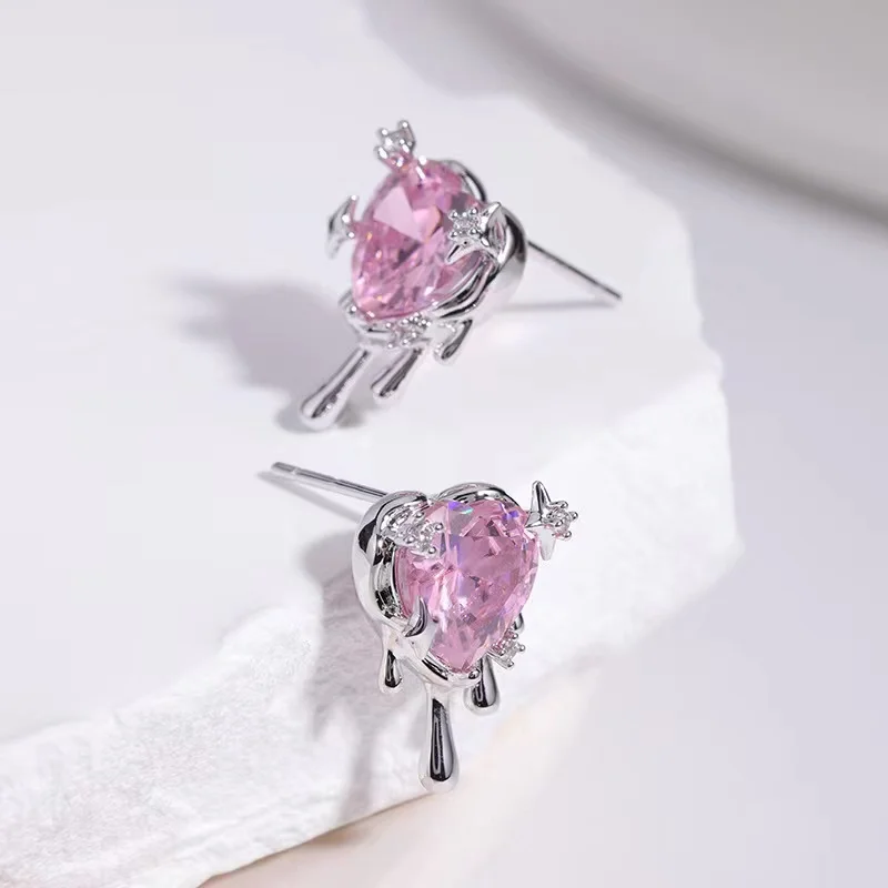 Fashion Street Style Bowknot sweat-heart Earrings For Women W2edding Party Cubic Zircon Bridal Earrings boucle d'oreille 2022