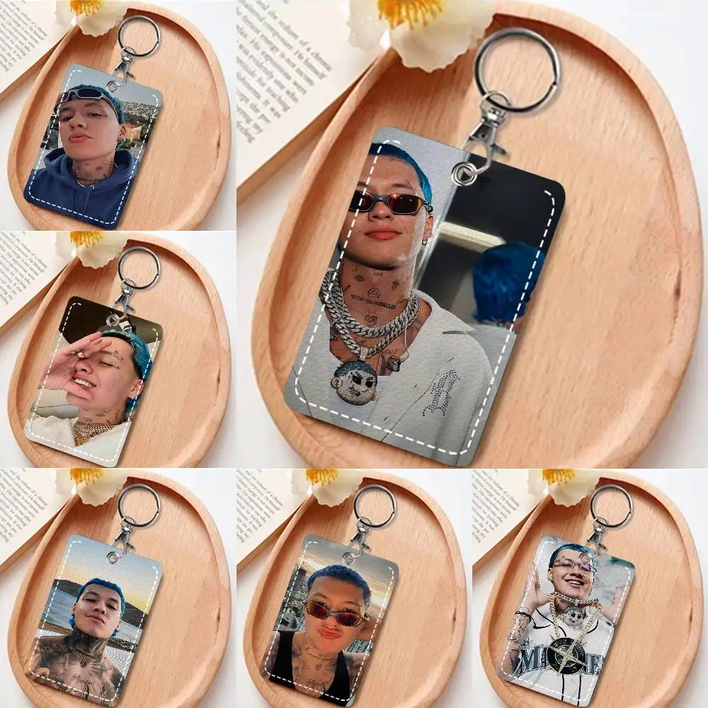 1pc B-Blessd Rapper Card Case Keychain Access Card Bag Key Tag Ring Leather Card Holder Key Ring Access