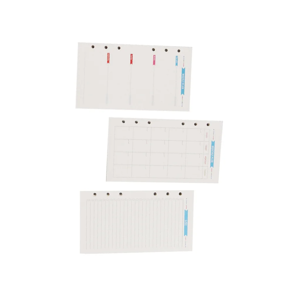 3 set di carta a fogli sciolti assortita mensile settimanale lista delle cose da fare A6 standard scrittura liscia ricariche di ricambio per fogli sciolti a 6 anelli