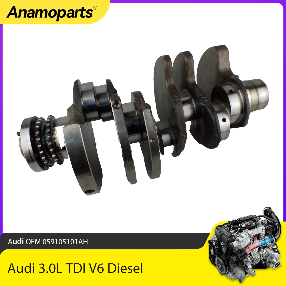Części silnika Wał korbowy pasuje do 3.0 L CRCA CNRB BKS Dla Audi A6 VW Touareg Porsche Cayenne 92A 3.0T V6 Diesel 2004-2017 059105101 AH
