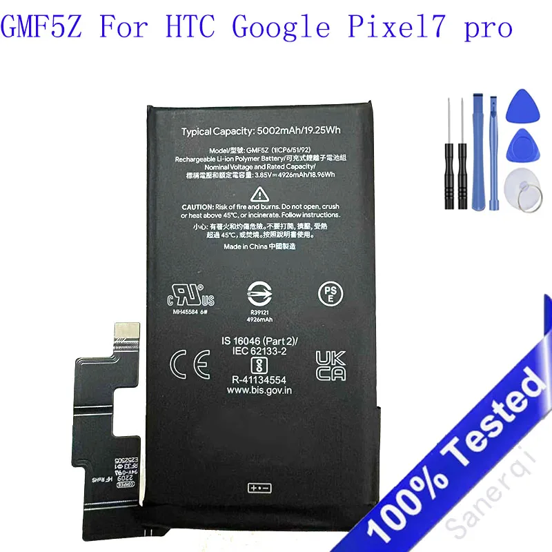 

2025 лет, 100% новый оригинальный аккумулятор емкостью 5002 мАч GMF5Z для HTC Google Pixel7 pro, аккумуляторы + инструменты