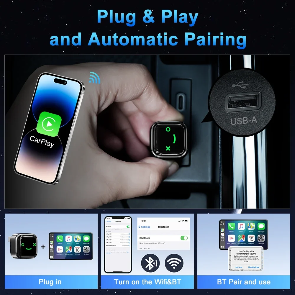 2IN1 Беспроводной адаптер CarPlay Android Auto Dongle Smart Mini Box USB Plug Play для Ford Benz KIA Audi VW Toyota Nissan Honda