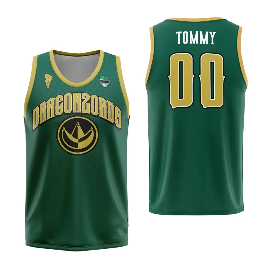 

2026 New Summer Bandai Tommy Oliver Green Ranger Basketball Jersey, Dragonzords 00 Number, Breathable Sports Tank Top for Fans