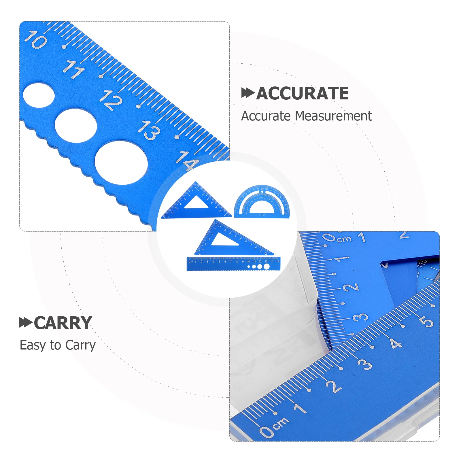مجموعة واحدة من مسطرة سبائك الألومنيوم عالية الدقة مجموعة أدوات صياغة منقلة مثلثة مستقيمة للاستخدام المكتبي للطلاب