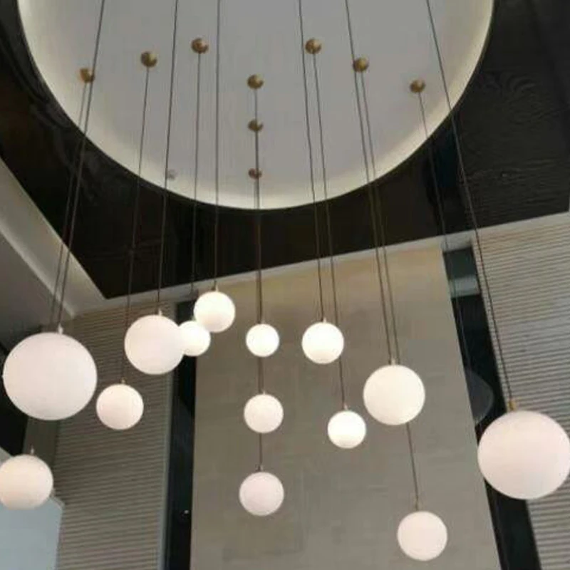 Modern  Glass Ball Pendant Lights White Globe Hanging Lamps Bar Restaurant Deco Luminaire Bedroom Light LED Pendant Lamp