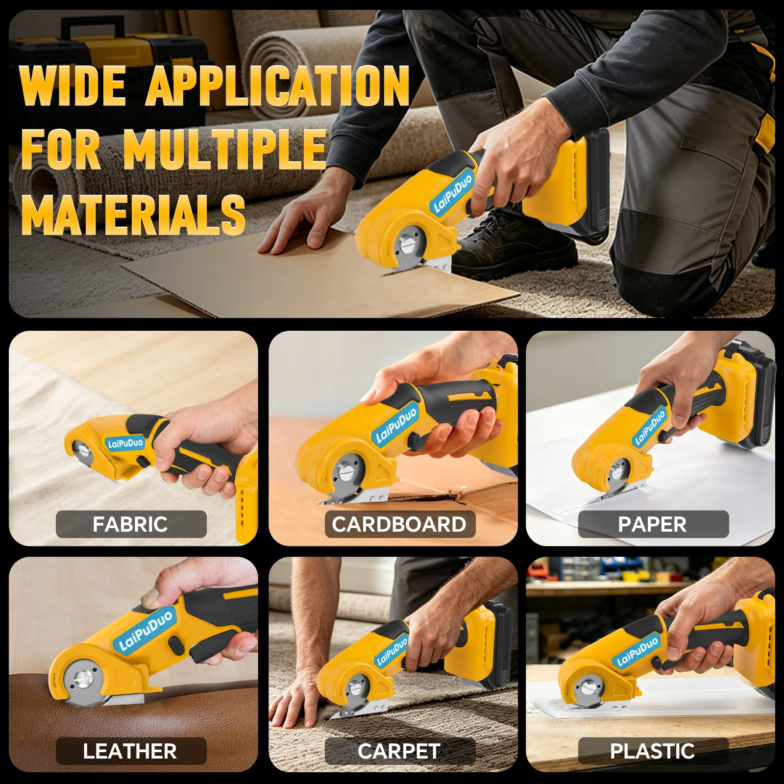 Cordless Electric Scissors 300RPM Cardboard Cutter Fabric Carpet Leather Carton DIY Cutting Tool for Dewalt 20V Battery Pin view 6