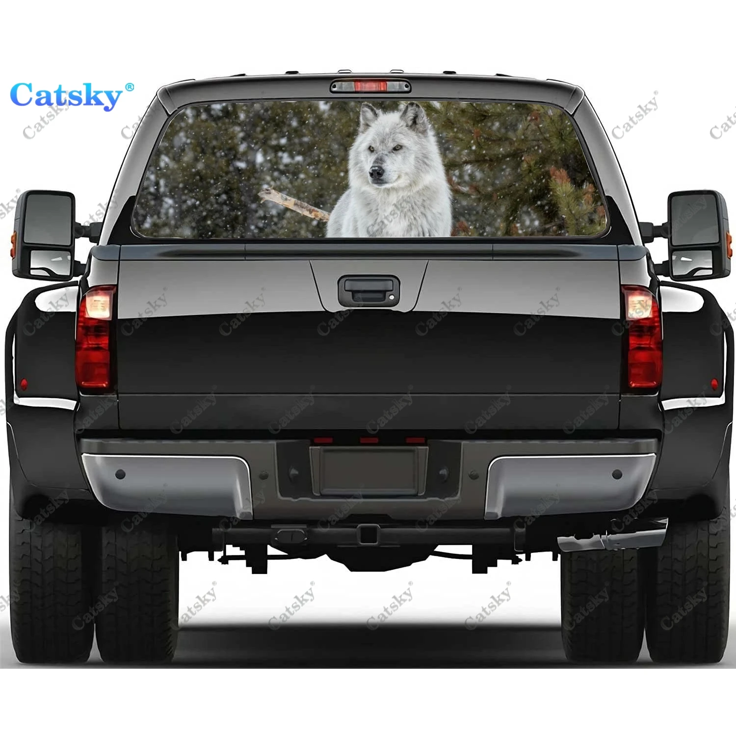 

Animal Free White Wolf Rear Window Stickers Windshield Decal Truck Rear Window Decal Universal Tint Perforated Vinyl Graphic