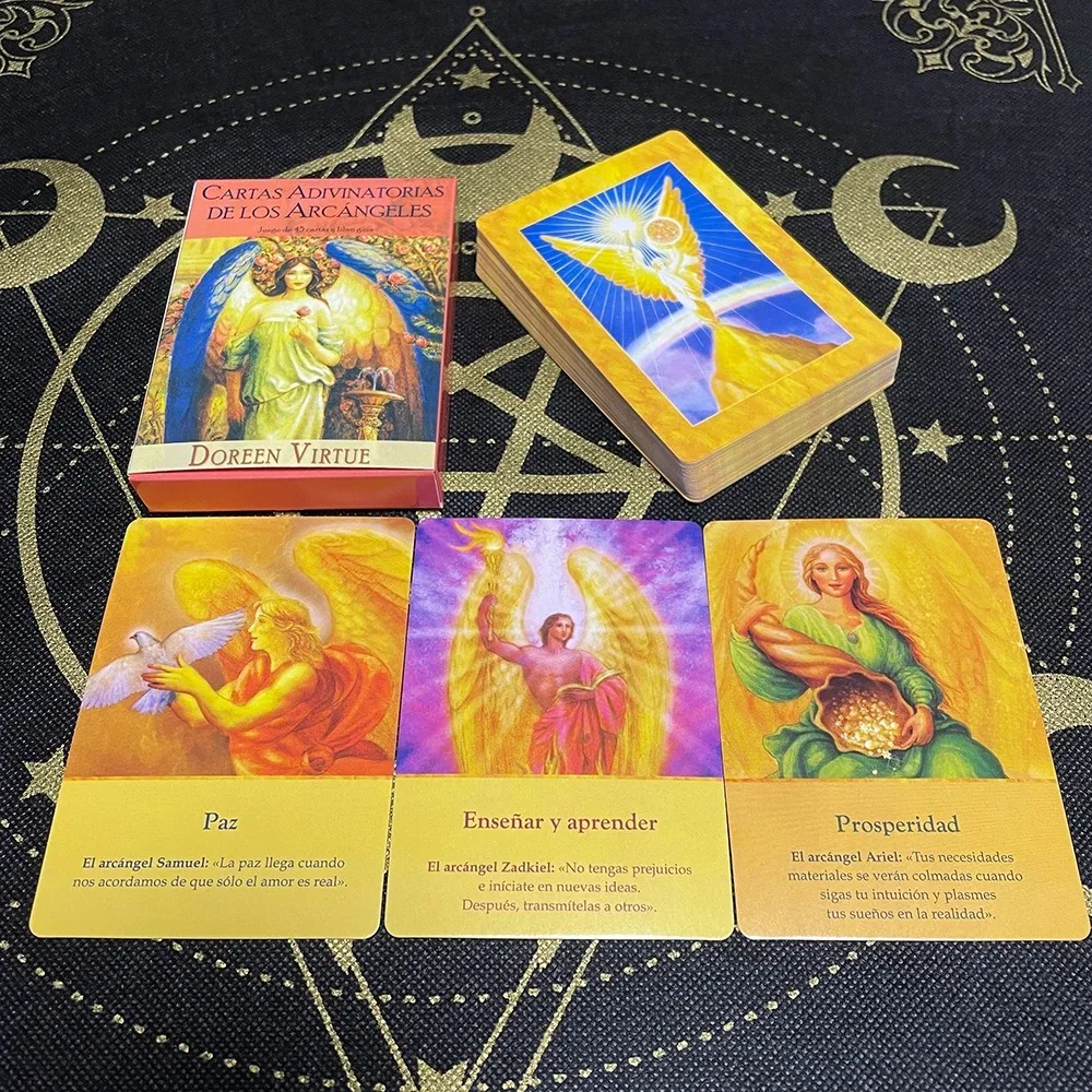 

10.4*7.3cm Archangel Oracle Cards In Spanish Version Fate Tips Angels Oraculos Board Games Deck 44 Pcs Cards