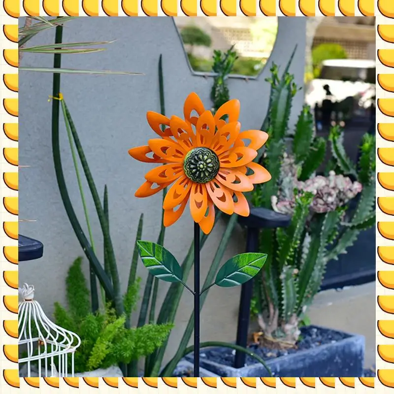 

BAAU Metal Sunflower Wind Spinner With Stake, Kinetic Windmill Wind Sculpture For Garden Ornaments Outdoor Decorations
