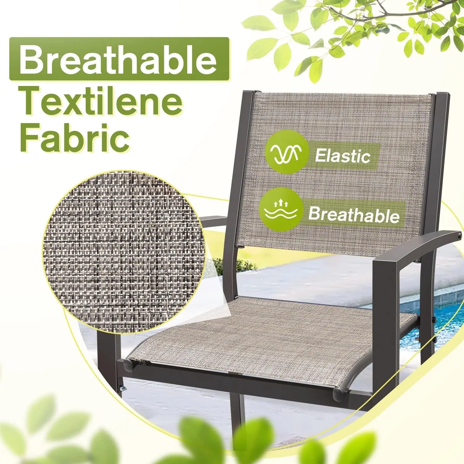 طقم طعام للفناء مكون من 7 قطع أثاث خارجي مع طاولة كبيرة و6 كراسي منسوجة للشرفة، بني #4