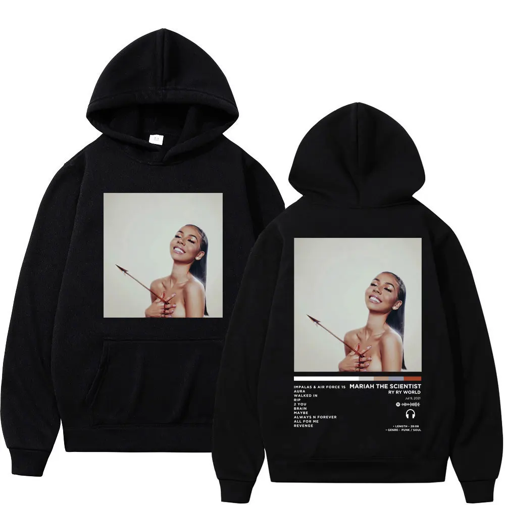 Singer Mariah The Scientist Music Album Print Hoodie High Street Fashion Trend Sweatshirts Unisex High Quality Fleece Pullovers