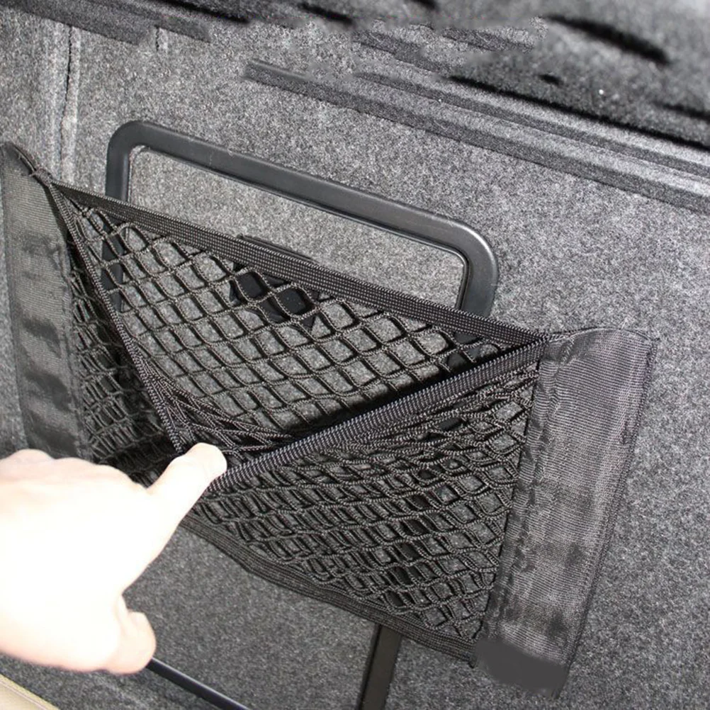 

2pcs Elastic Dual Layer Mesh Storage Net Car Trunk Cargo Organizer Trunk Storage Bag Auto Accessory trunk cargo net organizer