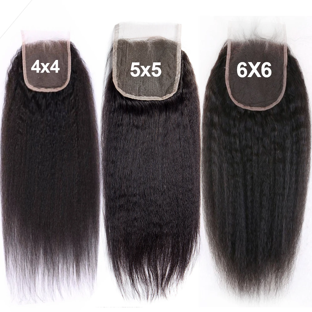 وصلات شعر مستقيمة من Megeen-Kinky ، خط شعر طبيعي مُنتوف مسبقًا ، إغلاق دانتيل شفاف عالي الدقة ، ياكي ، 1B ، 4x4 ، 5x5 ، 6x6