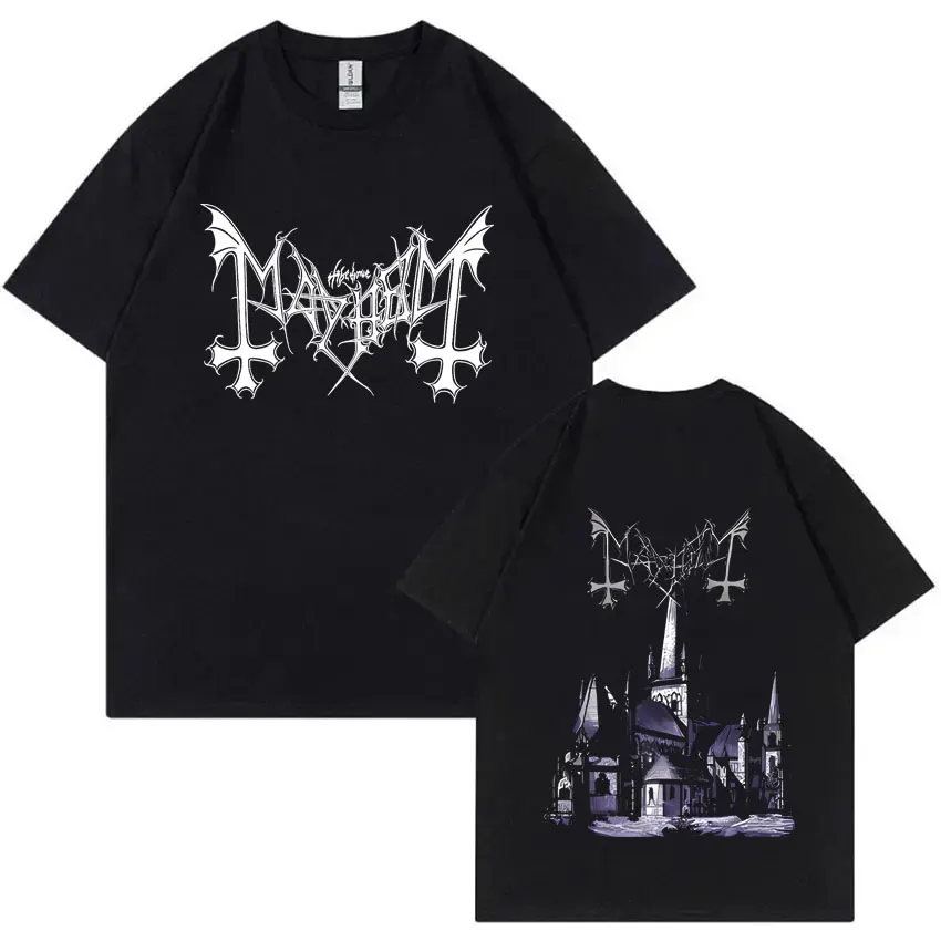 Mayhem De Mysteriis Dom Sathanas Graphic T Shirts Male Classic Streetwear Men Women Retro Death Black Metal Rock Band T-shirt