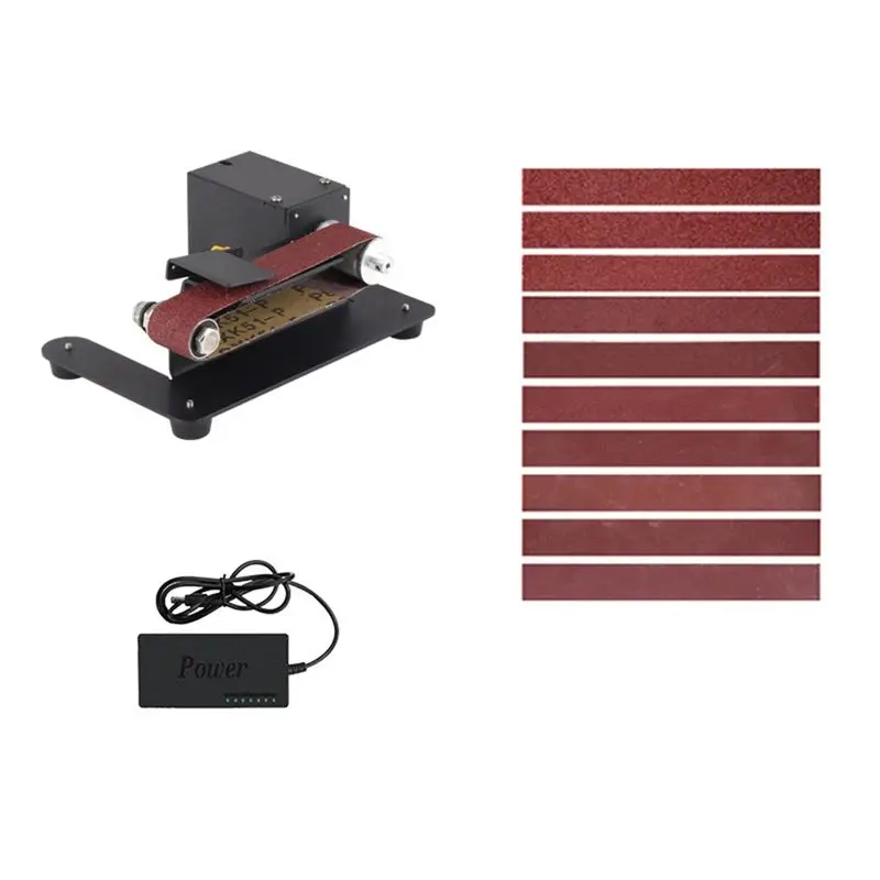 B69C EU Plug, Mini Belt Sander Electric Bench Sanding Polisher Machine Adjustable Small Grinder For DIY Woodworking Sharpener Du
