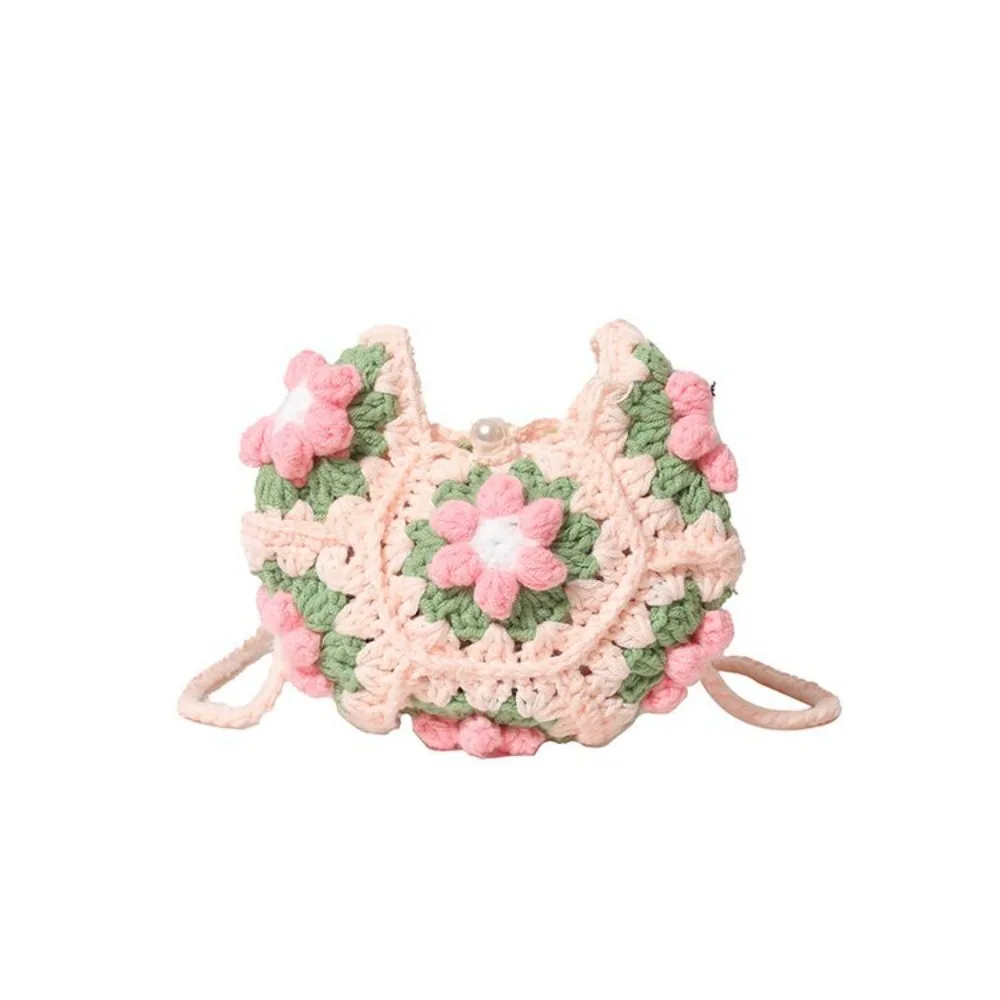

Portable Shoulder Bag Crochet Flower Knitted Bag Bohemian Hollowed Out Weave Bag Storage Bag Handbag Beach Bag Outdoor