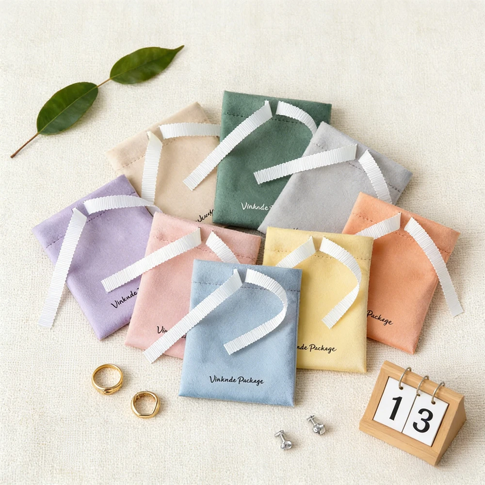 

Персонализированные фланелевые бархатные мешочки на шнурке с лентой, 50 шт., для ювелирных украшений: колец, браслетов, серег, а также подарочные мешочки для свадебных сувениров