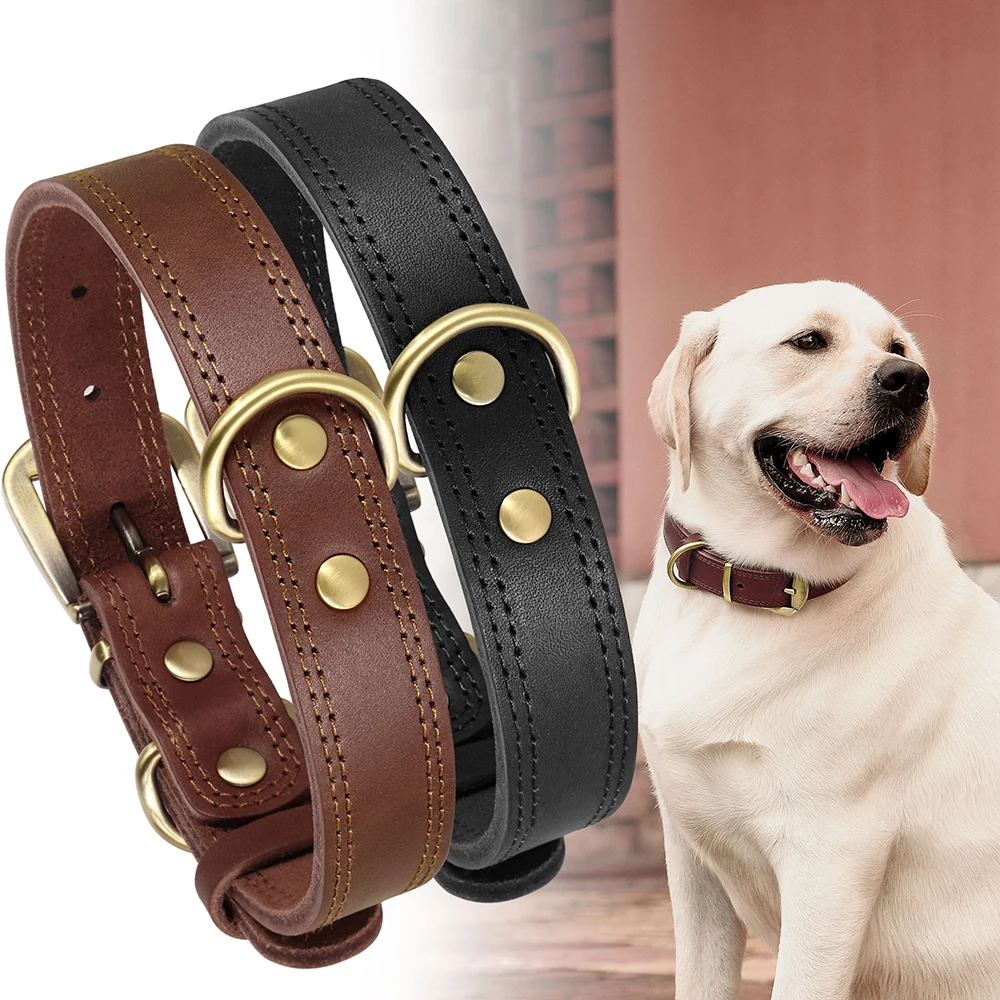 Echtes Leder-Hundehalsband, Langlebiges Welpenhalsband, Echtes Leder-Haustier-Halsband, Verstellbar für Kleine, Mittlere und Große Hunde, Pitbull – Detail 10