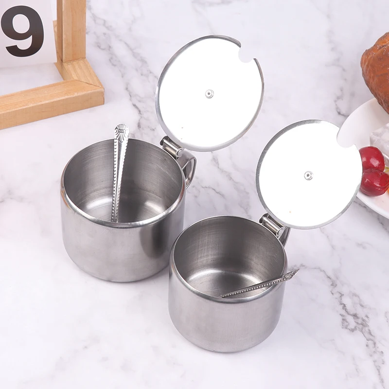 Stainless Steel Seasoning Jar Dustproof With Lid Sugar Bowl Restaurant Oil Splash Chilli Pepper Jar Seasoning Container