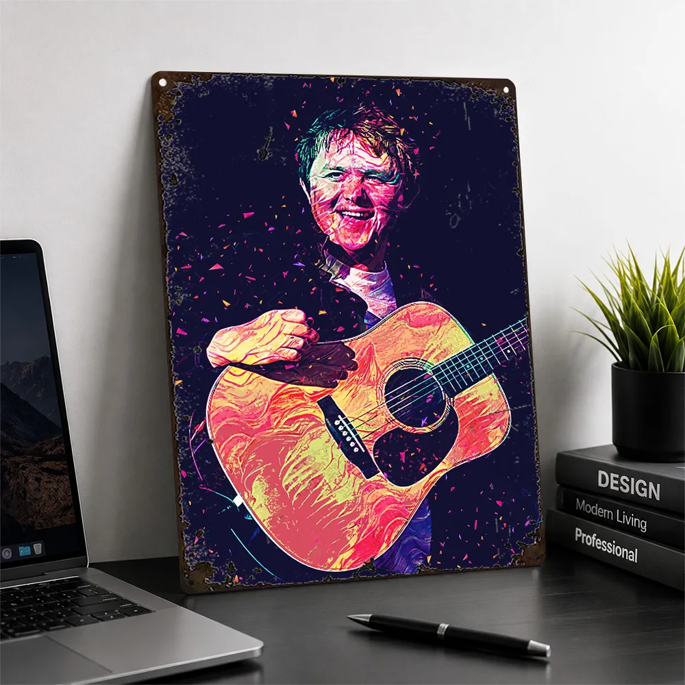 Lewis Capaldi Acoustic Guitar Performance Textured Metal Poster Painterly Wall Art For Bedroom Customized Aluminum Sign Fan Gift