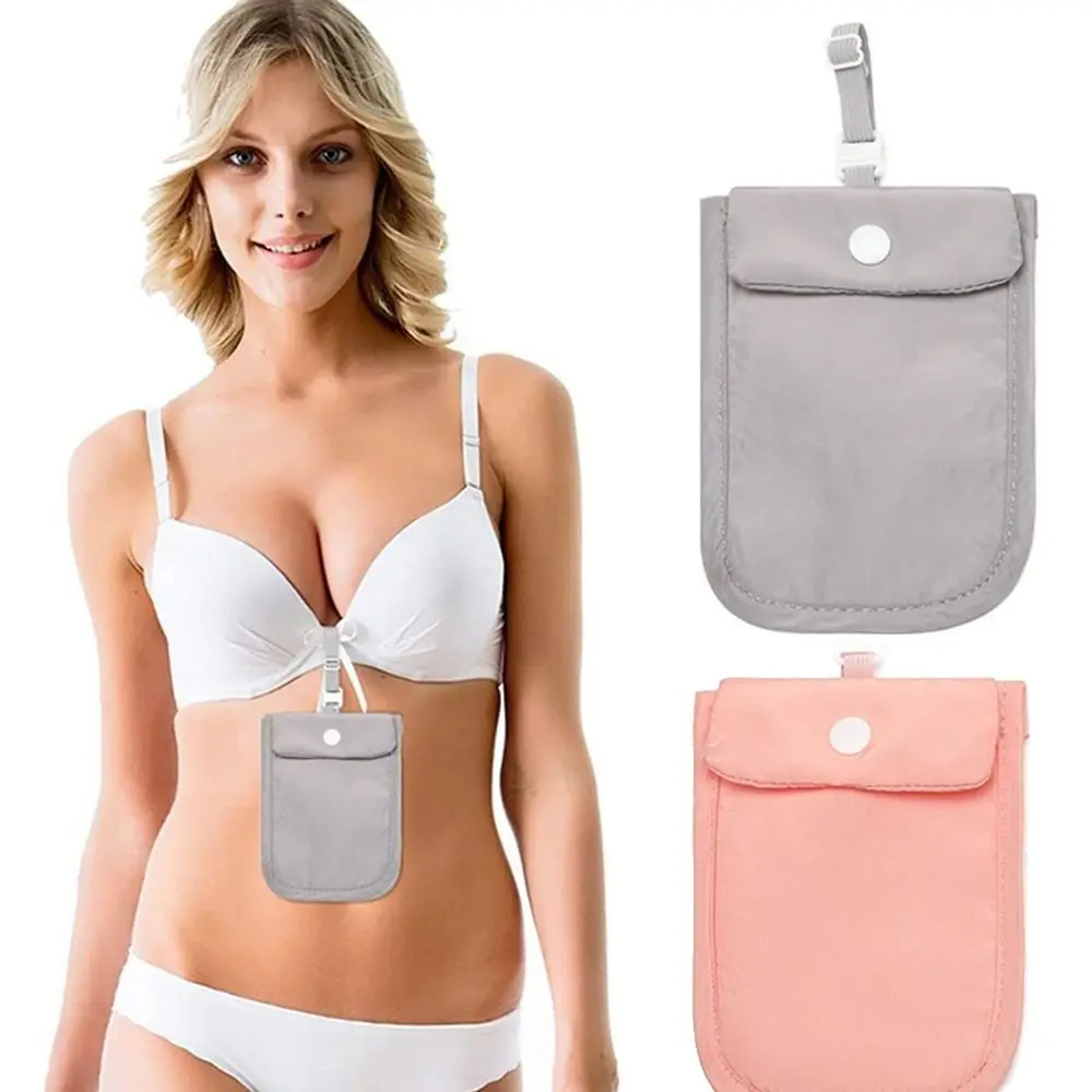 Bra Wallet with Adjustable Elastic Strap RFID-Blocking Money Pouch Secret Pocket Lingerie Coin Pouch Protect Passport
