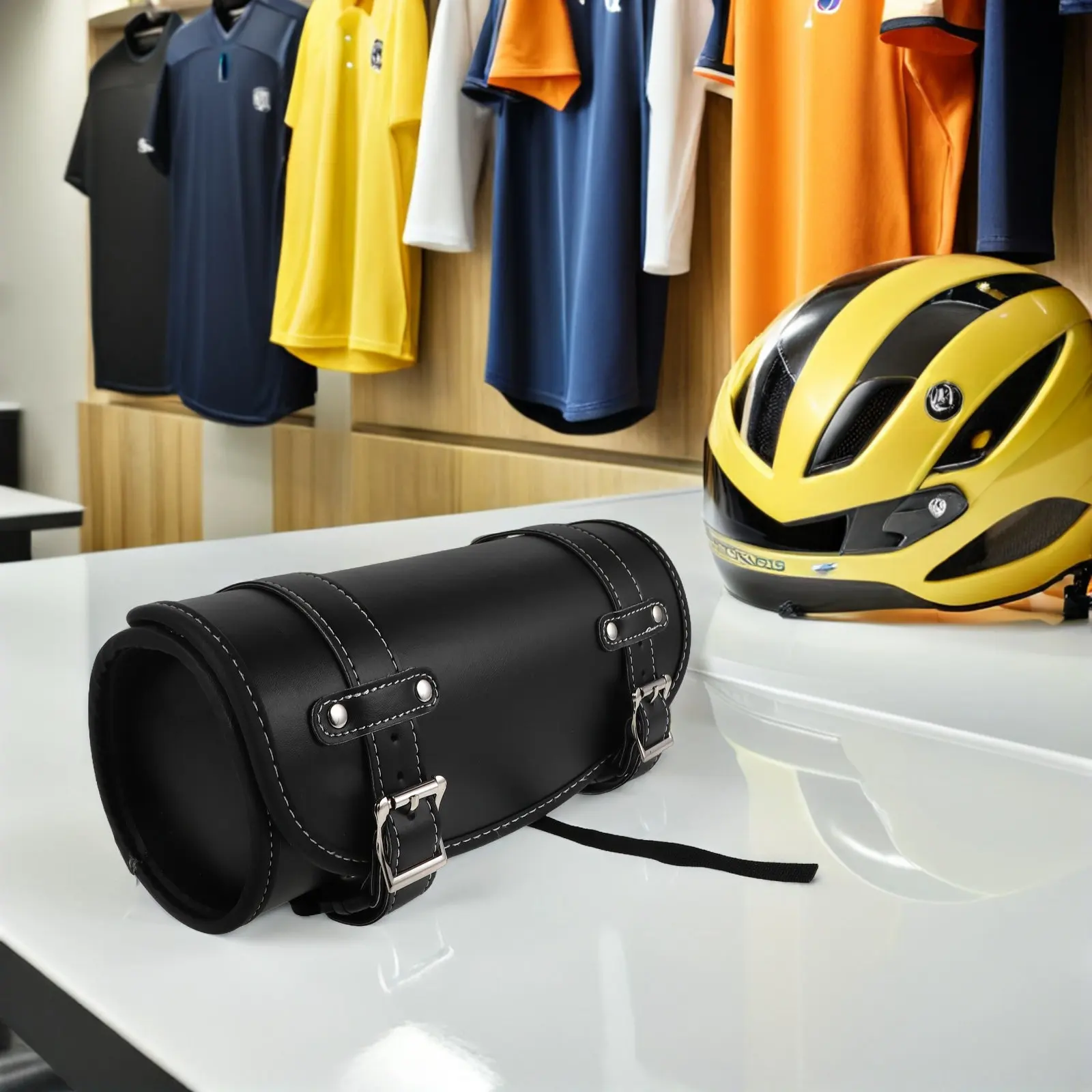 

Motorcycle Handlebar Bag 29x13x12cm Waterproof PU Tool Storage Quick Release Side Pouch Spacious Motorcycle Bags for Tools